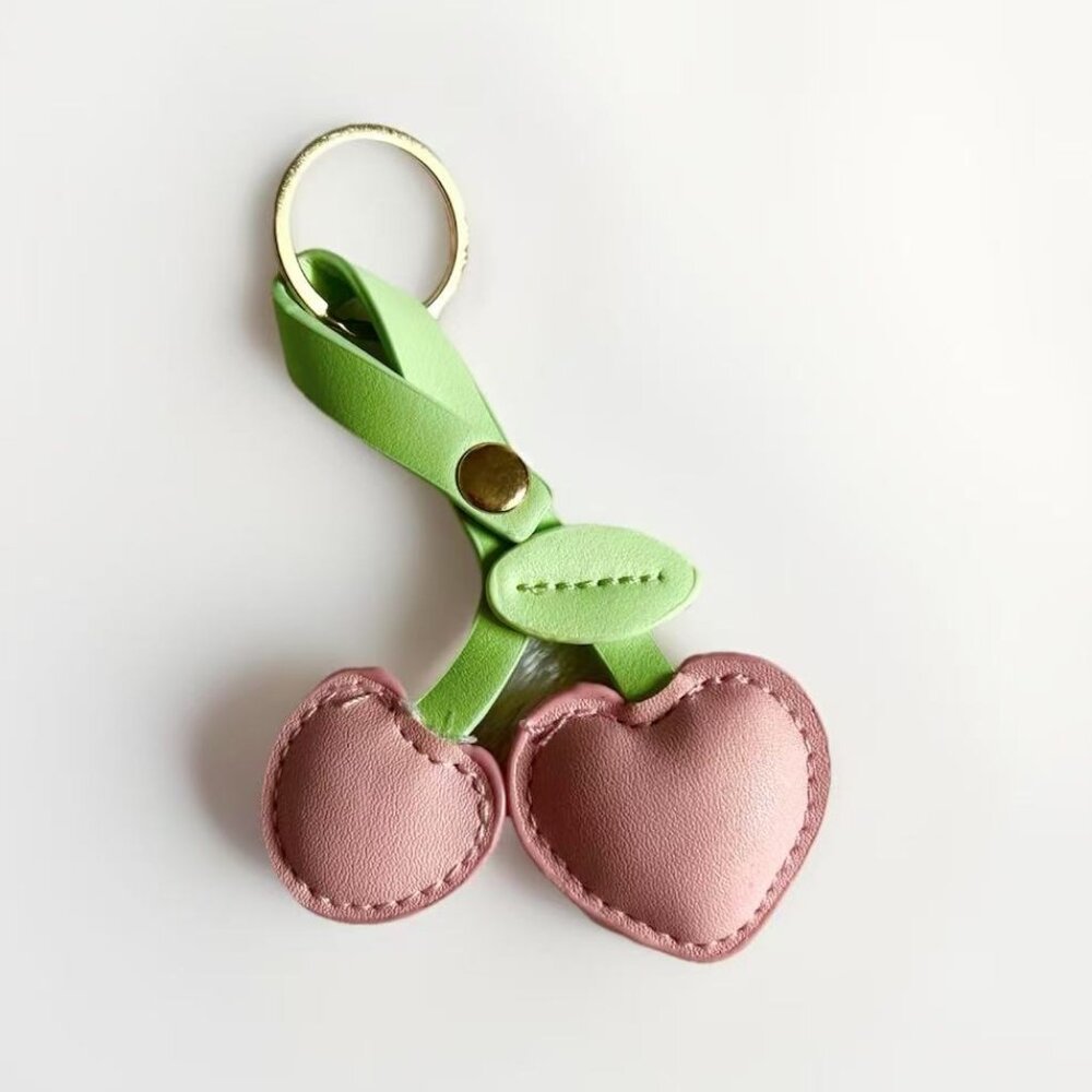 Cherry Bag Charm And Keychain Charm Cute Snap On Cherry Heart Charm Purse